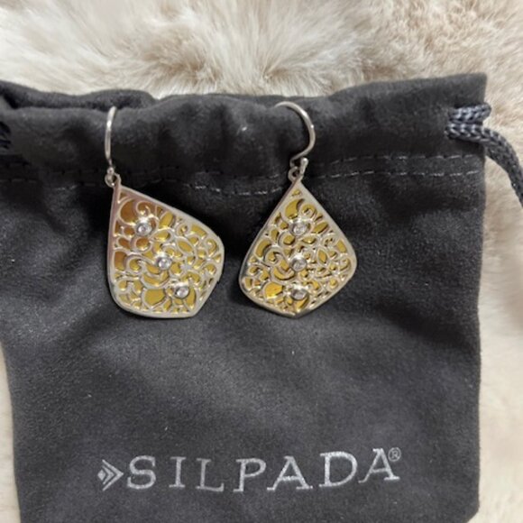 Silpada- Two-Tone Filigree Drop Earrings - Picture 2 of 3